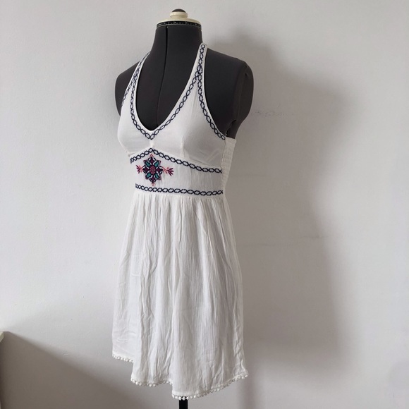 Hollister Dresses Hollister White Embroidered Halter Dress Sz Xs